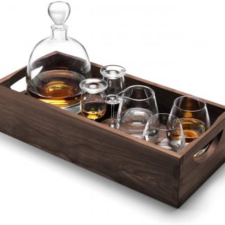 SET WHISKY C/CASSETTA IN LEGNO 7PZ LSA